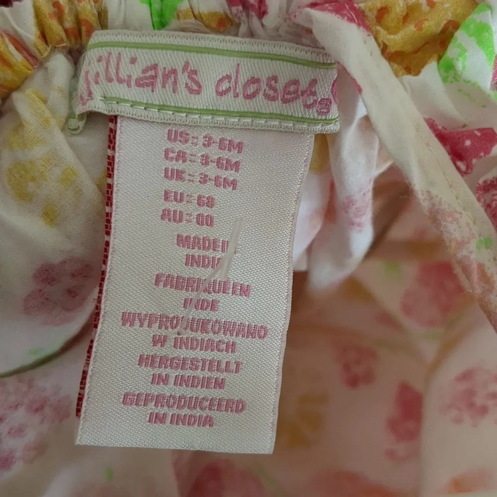 3-6M Jillian's Closet Fruit Snap Bottom Ruffle Dress Bubble One Piece Baby